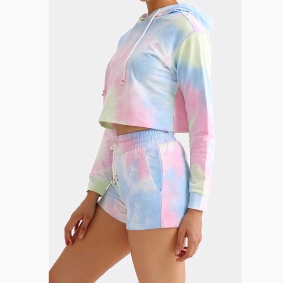 Blue/Pink Tie Dye Hooded Set - Picture 3 of 8